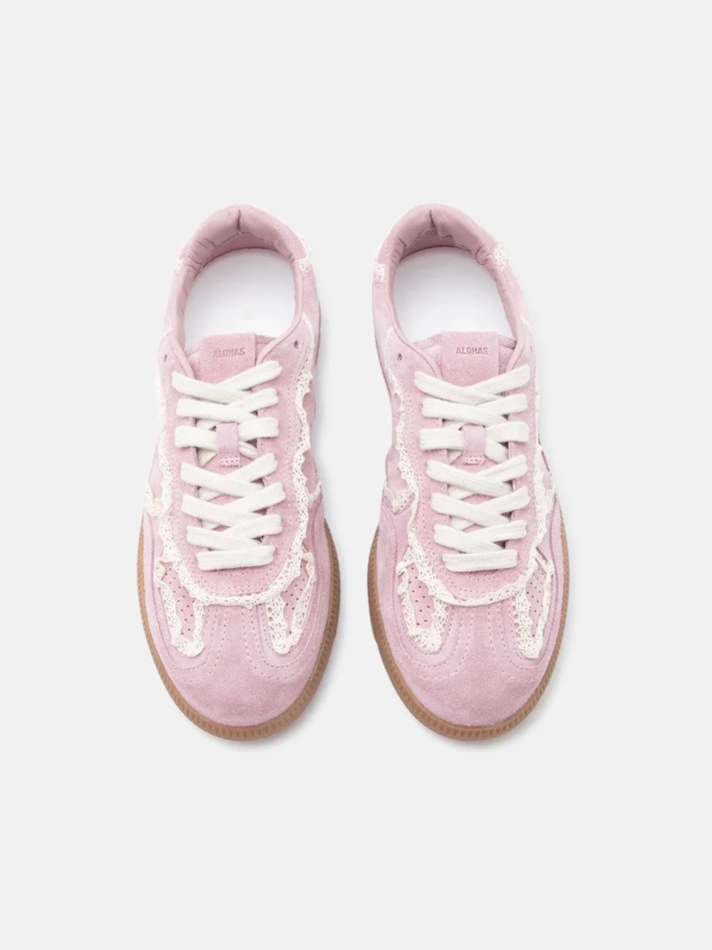 Alohas Pink Suede Lace-Up Sneakers